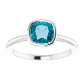 14K White Natural London Blue Topaz Ring
